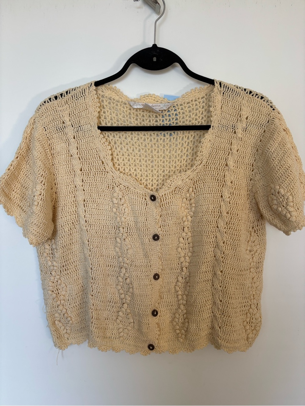 Papillio Cream Crochet Button-Front Cardigan